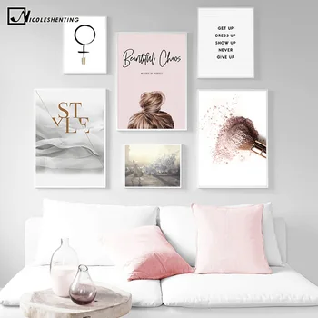 

Fashion Quotes Makeup Poster Nordic Minimalist Wall Art Canvas Print Painting Decorative Picture INS Style Girls Room Decoration