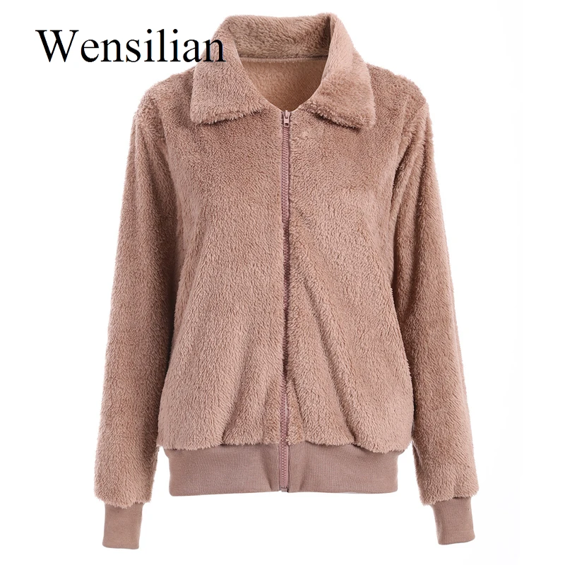 Женское меховое пальто куртка Женский плюшевое пальто для женщин Зимняя плюшевая мягкая молния пушистое Женское пальто с меховой верхней одеждой Casaco Pele