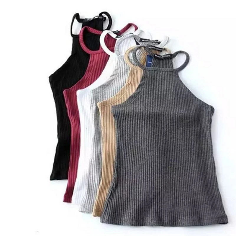 gym bra 2022 Summer Casual Knit Basic Tank Top Women Ribbed Stretchy Solid Sport Summer Crop Top 2021 Off Shoulder Sexy T Shirt cheap bras