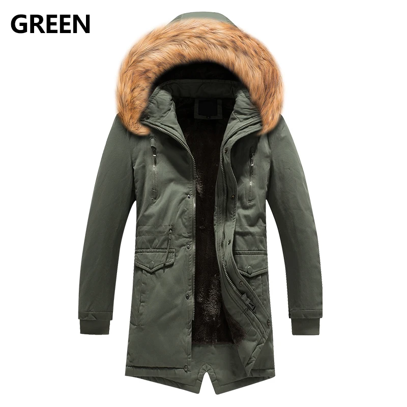 Newly Fashion Winter Jackets Men High Quality Hooded Coats Fur Collar Long Trench Men Thick Warm Parka Down Jackets Hombre