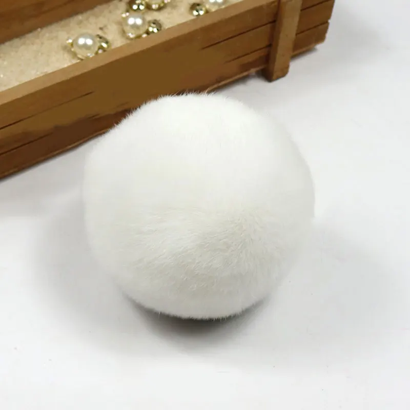 Белый 6/7 см, украшенные шариком из меха кролика, Pom с резиновой лентой рукоделие помпонами для Для женщин детская зимняя шапка Кепки высокое качество "сделай сам" для творчества - Цвет: Белый