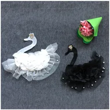 Вышитый Лебедь Ткань футболка одежда аксессуары DIY блесток бусины наклейки на ткань