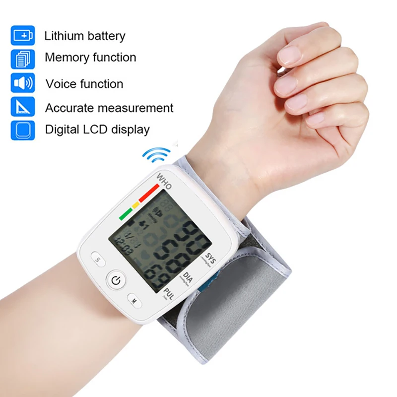 CK-W355 Wrist Blood Pressure Monitor Tonometer LCD Digital Display Automatic Blood Pressure Meter Household Use Easy-Wrap Cuff-1