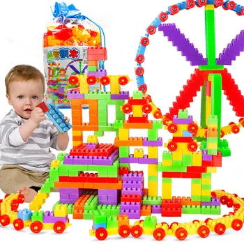 

72-400 PCS Building Blocks ABS Assemble Bricks Compatible Variety DIY Spell Inserting Blocks Toys for Children