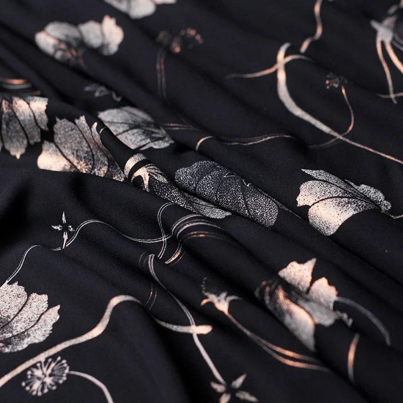 High-end custom black Bronzed Chiffon Fabric For Summer Dress,Width 150cm Breathable Clothing cloth For DIY Sewing NEW sale