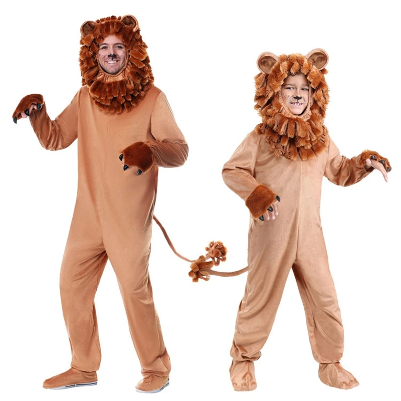 

Child Adult Deluxe Lion King Costume Baby Kids Animal Carnival Halloween Cosplay Costumes Fancy Movie Role Jumpsuits