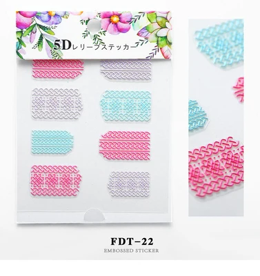 3D рельефные наклейки на ногти Цветок Клей DIY маникюр слайдер декоративные наклейки ногтей советы - Цвет: FDT22