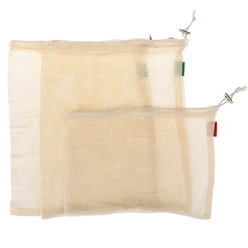 

1PCS Reusable Drawstring Bags For Grocery Shopper Mesh Cloth Linen Sundries Storage Bag For Home Organizer