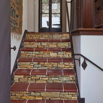 

6 Pieces / Set Of Stone Applique Waterproof 3D Stairs Stickers Detachable Self-Adhesive Wall Stickers Floor Diy Furniture Decora