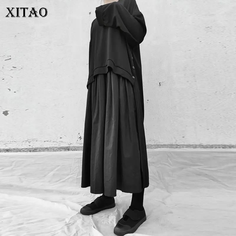 XITAO черное плиссированное платье модное новинка 2020 весеннее элегантное
