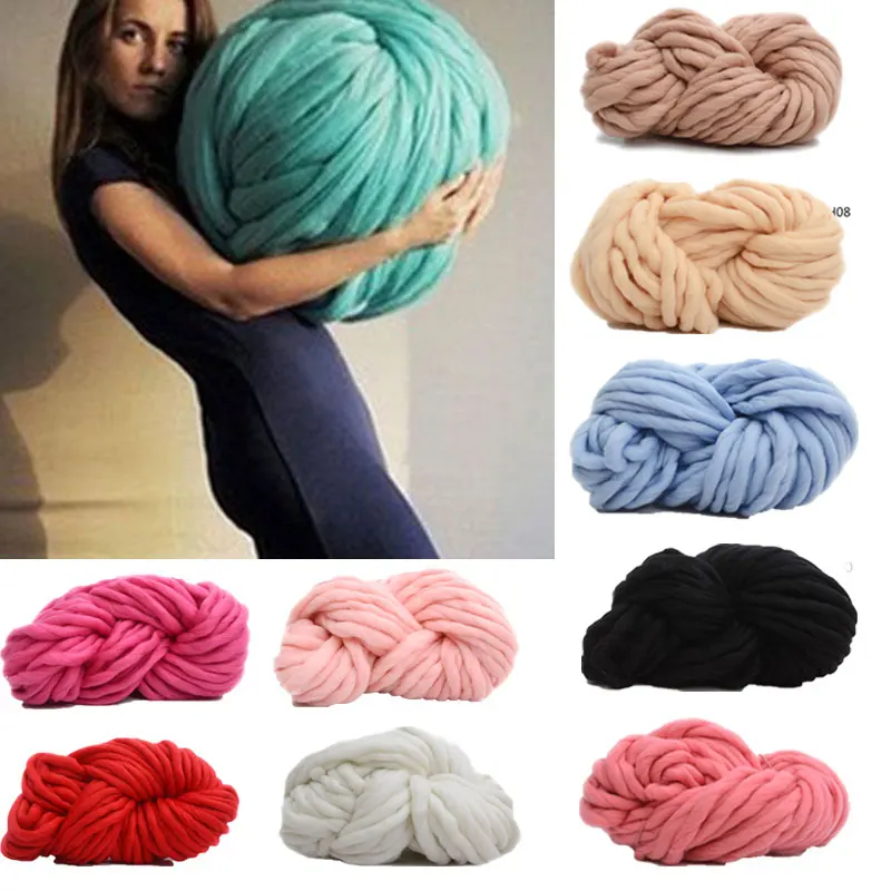 Super Soft Viscose Chunky Yarn Roving Yarn Spinning Hand Bulky Arm Knitting Spin Yarn Winter Warm Home Decor Sofa Throw