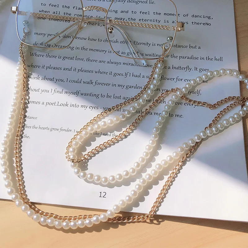 

Acrylic Pearl glasses chain female neck retro Strap fashion Cord Masking Chains For Women Men Holder luxury bead lanyard