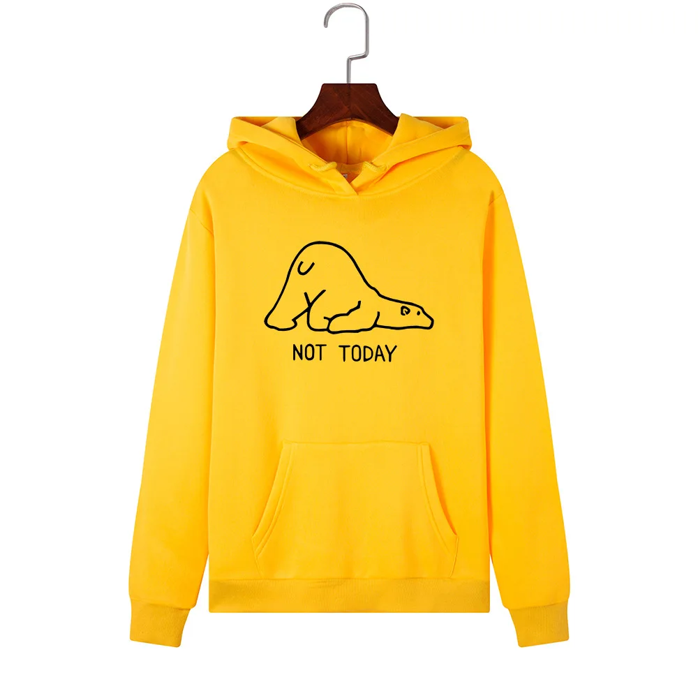 SINGRAIN Ленивый Белый медведь Hoddies женская зимняя толстовка с капюшоном с надписью Harajuku пуловер Топы повседневные толстовки с мультяшным принтом - Цвет: yellow