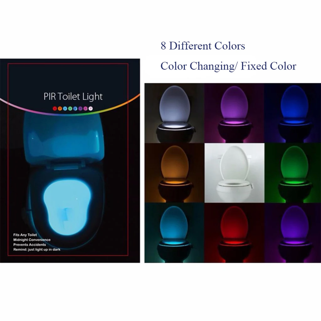 Smart 16 / 8 Colors LED Toilet Light PIR Motion Sensor Night Lamp Backlight WC Toilet Bowl Seat Bathroom Light for Children Kids Smart 16 / 8 Colors LED Toilet Light PIR Motion Sensor Night Lamp Backlight WC Toilet Bowl Seat Bathroom Light for Children Kids