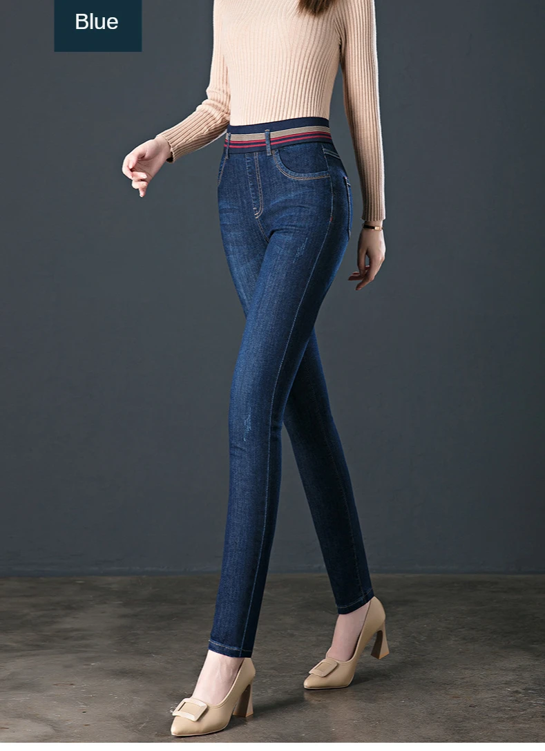 black mom jeans Jeans Women's Spring and Autumn 2021 New High-waist Elastic Feet Pants Elastic Waist Slimming Oversized Mother Pencil Pants bootcut jeans