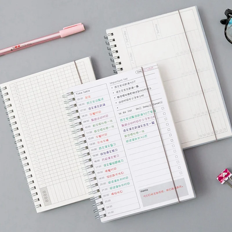 Kawaii Planner Annual Monthly Daily Notebook Organizer Agenda Daily Time Plan Notebook School Office Schedule Stationary
