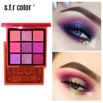 

9 Color Neon Eyeshadow Makeup Diamond Glitter Shimmer Eye Shadow Palette Metallic Matte Waterproof Eye Make Up Palette TSLM1