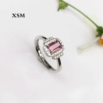 

Silver Rings Female Wedding jewelry New Trendy Engagement Design Hot Sale Rings For Women Small star anise pink garnet 4*6MM