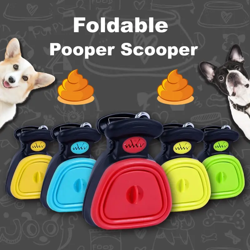 

Dog Pet Travel Foldable Pooper Scooper With 1 Roll Decomposable bags Poop Scoop Clean Pick Up Excreta Cleaner