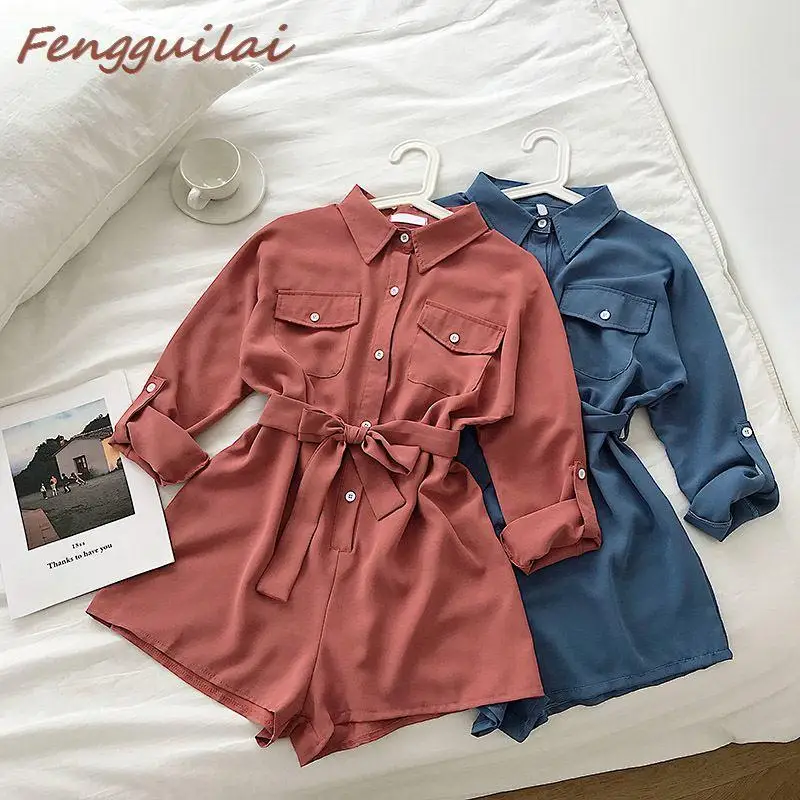 Korean Style 2020 New Fashion Women's Playsuits Chic Double Pocket Skinny Strap Long-sleeved Casual Jumpsuit Overalls For Women Korean Style 2020 New Fashion Women's Playsuits Chic Double Pocket Skinny Strap Long-sleeved Casual Jumpsuit Overalls For Women