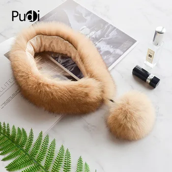 

PUDI SF824 real fox fur scarf 2020 winter autumn warm natural fox fur scarves ring shawl 15 colors