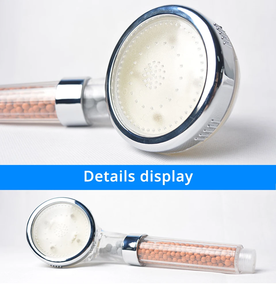 High Pressure Removable Rain Bathroom Sprinklers Filter Balls Spa Water Saving Sprayer Temperature Control Self-held Shower Head