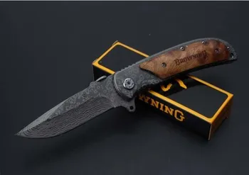 

FREE SHIPPING Browning Knife total lenght 20.2cm Leopard grain Folding Pocket Hunting Knife Survival Tool Folding Blade Knives