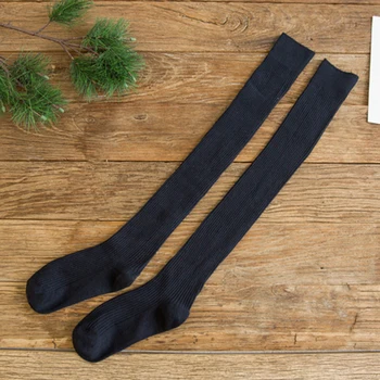 

Women Girl Over Knee High Socks Spring Autumn Winter Warm Knit Soft Thigh High Long Socks solid color loose socks