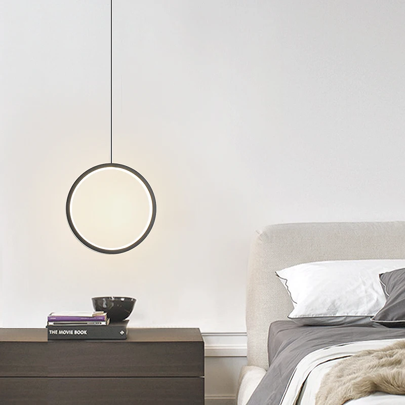 NEO Gleam Circle Rings Modern led chandelier for bedroom bedside dining room bar white or black color led chandeliers 90-260V