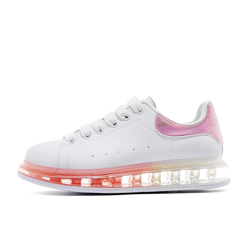 JUNSRM/Высококачественная брендовая кожаная повседневная обувь; кроссовки с воздушной подушкой; мужские удобные Прогулочные кроссовки; chaussure homme; мужская обувь - Цвет: white pink B991