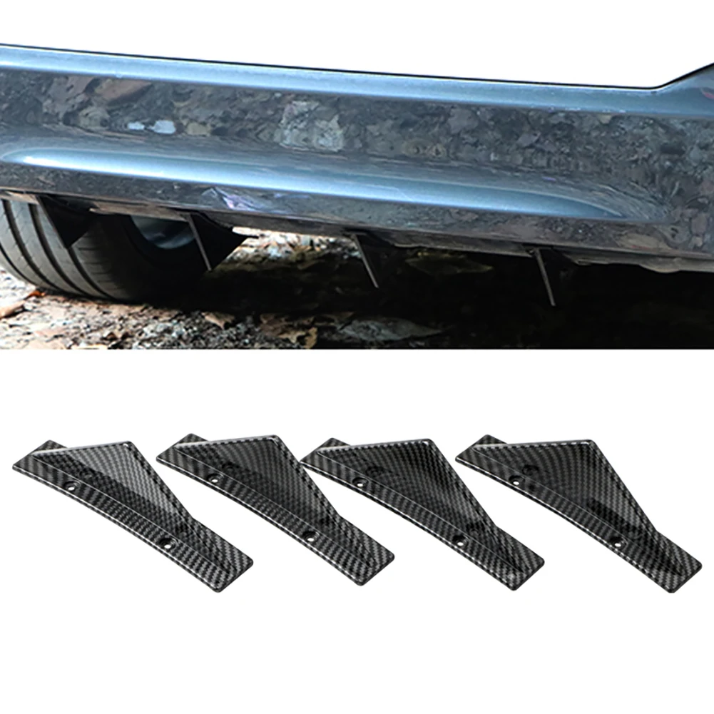 Car Rear Bumper Lip Diffuser Triangle Shark Fin Separator Decorative Kit 4PCS