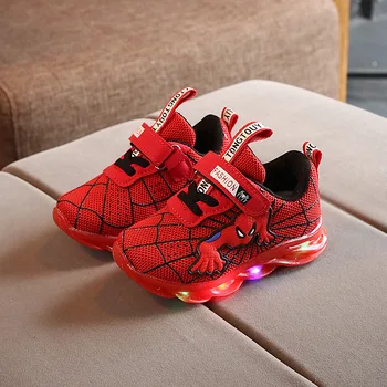

2020 Lovely cool spiderman baby casual shoes infant tennis LED lighted Hook&Loop baby sneakers leisure baby girls boys shoes