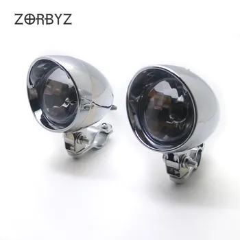 

ZORBYZ Motorcycle Chrome Retro Bullet Passing Spot Fog Light With 25-35mm Roll Cage Guard Bar Tube Mount Bracket Clamp For Honda