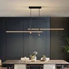 Modern Simple Led Pendant Lights Dining Room Table Lines Light Nordic Creative Bar Counter Long Strip Indoor Lighting Chandelier 2