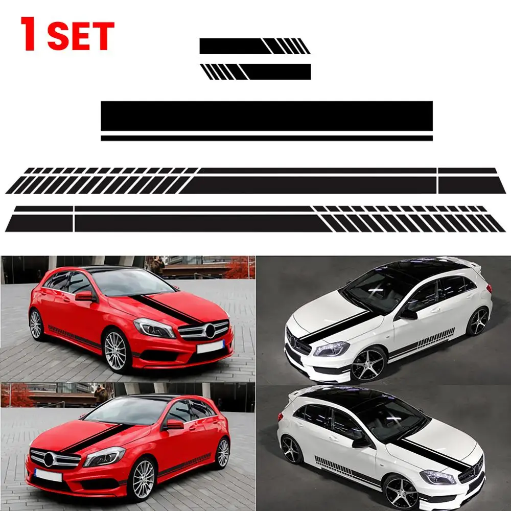 

5pcs/set Car Stickers and Decals Vinyl Stripe Graphic Decal Car Hood Sticker Auto Body Racing Rearview mirror Sticker Accessory