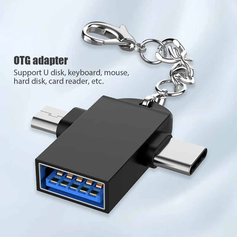 2 in 1 OTG Adapter USB 3.0 Female To Micro USB Male and USB C Male Connector Aluminum Alloy on The Go Converter usb converter for phone Adapters & Converters