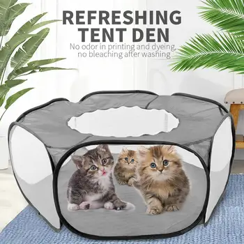 

Small Animals Cage Tent Transparent Breathable Portable Outdoor/Indoor Exercise Fence Yard Pop Open Pet Playpen
