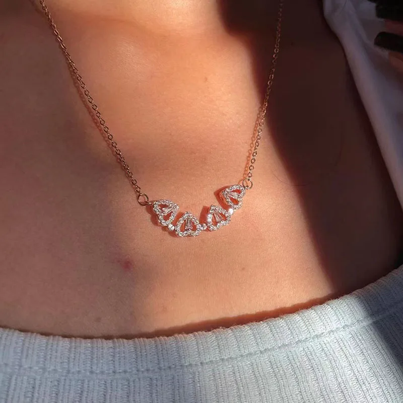 Magnet Heart Four Leaf Clover Pendant Necklaces For Women