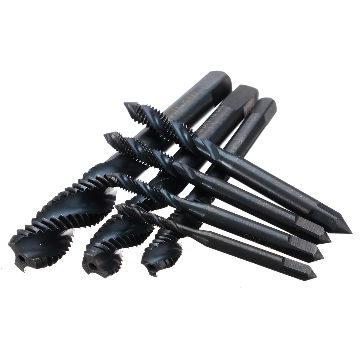 7pieces HSS M3 M4 M5 M6 M8 M10 M12 Metric Plug Tap Spiral Flute Screw Drill Machine Screw Thread Drill Set
