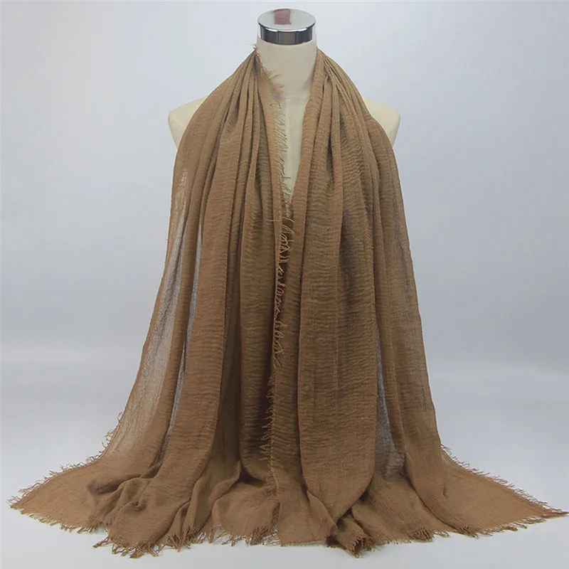 Wholesale Price 70*180cm Women Muslim Crinkle Hijab Scarf Femme Musulman Soft Cotton Headscarf islamic hijab Shawls and Wraps