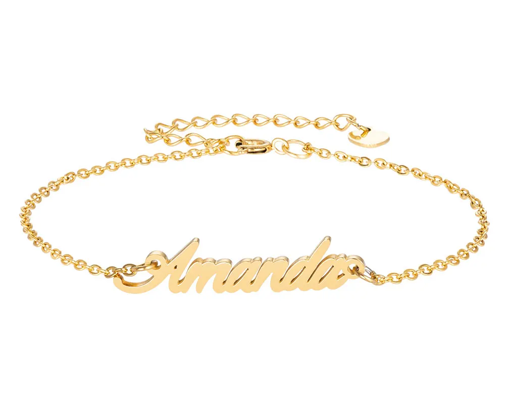 

Amanda Name Bracelet for Women Girl Jewelry Stainless Steel with Gold Plated Nameplate Charm Femme Mother Girlfriend Best Gift