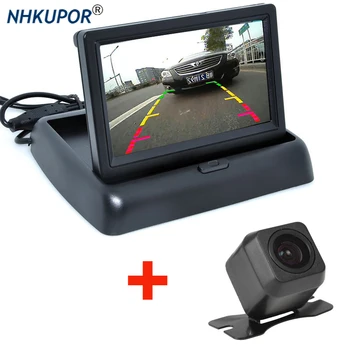 HD Foldable Car Rear View Monitor Reversing 4.3 Inch LCD TFT Display with Night Vision Backup Rearview Camera for Vehicle hd foldable car rear view monitor reversing 4 3 inch lcd tft display with night vision backup rearview camera for vehicle