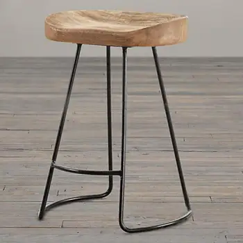 

Modern Simple Solid Wood Iron Bar Chair American Retro Bar Chair High Chair Bar Stool Front Desk Chair Coffee Chair