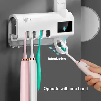 

Solar Energy Automatic UV Toothbrush Holder Toothpaste Dispenser Bathroom Tool Toothbrush Rack