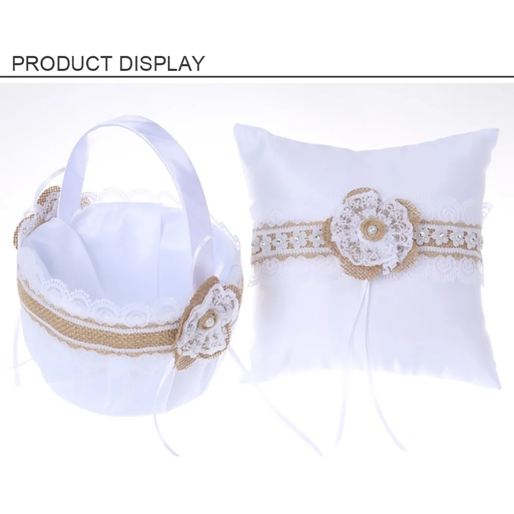 Wedding Basket Flower Girl Basket Ring Pillow Cushion Ring Box