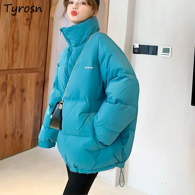 

Short Style Parkas Women Zip-up Print Ulzzang Chic Thick Coats Warm Stylish All-match Casual Harajuku Streetwear Femme Cozy Ins
