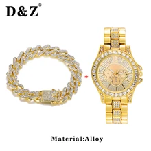 D& Z 1 компл. Золото серебро цвет сплав с блестящими кристаллами браслеты Iced Out Bling Браслет Homme для мужчин хип хоп ювелирные изделия