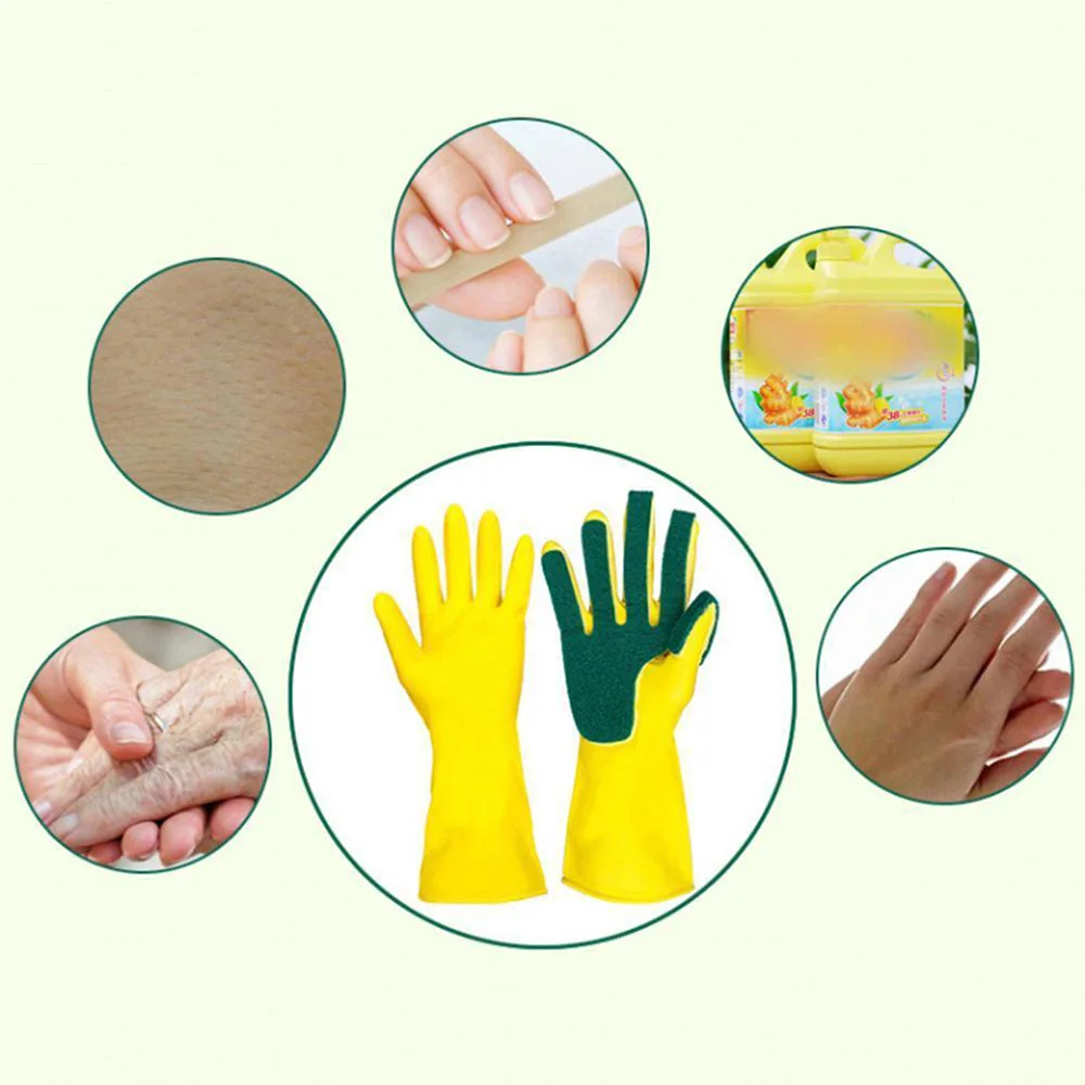 1 Pair Winter Gloves Home Washing Cleaning Gloves Kitchen Dish Sponge Fingers Rubber Household Cleaning Gloves for Dishwashing