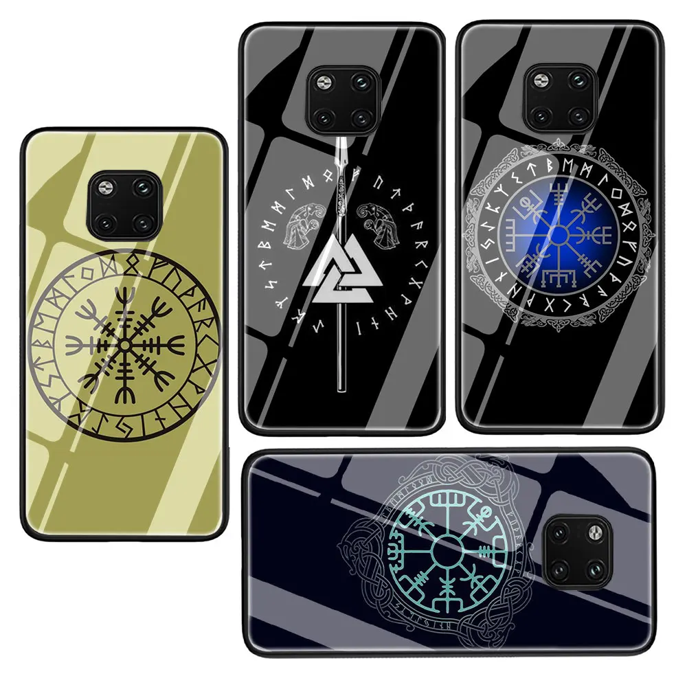 EWAU Viking Vegvisir Odin Скандинавское закаленное стекло чехол для телефона huawei mate P 10 20 30 Lite Pro Y9 Honor 8X 7A