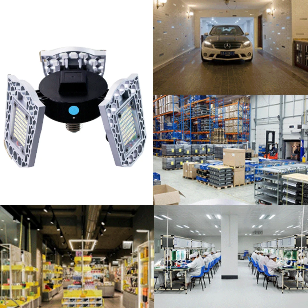 

Adjustable Angle Led Parking Waterproof Deformable Bright Industrial Ceiling Light Garage Basement Easy Install Workshop